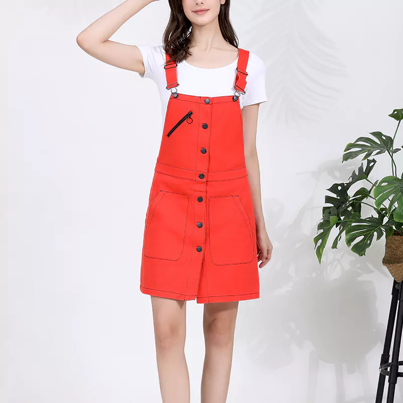 Vestido de trabajo de algodón orgánico naranja - Imagen 4