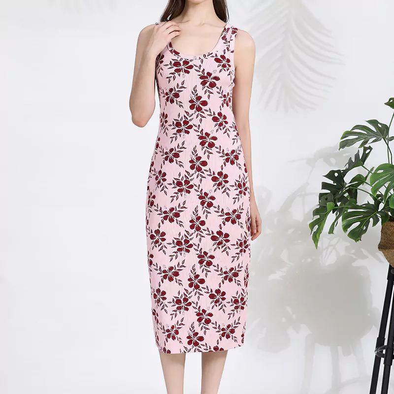 Vestido de canalé de jacquard reciclado con mangas - Imagen 3