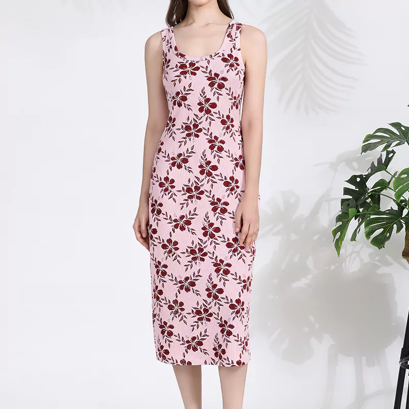 Vestido de canalé de jacquard reciclado con mangas - Imagen 4